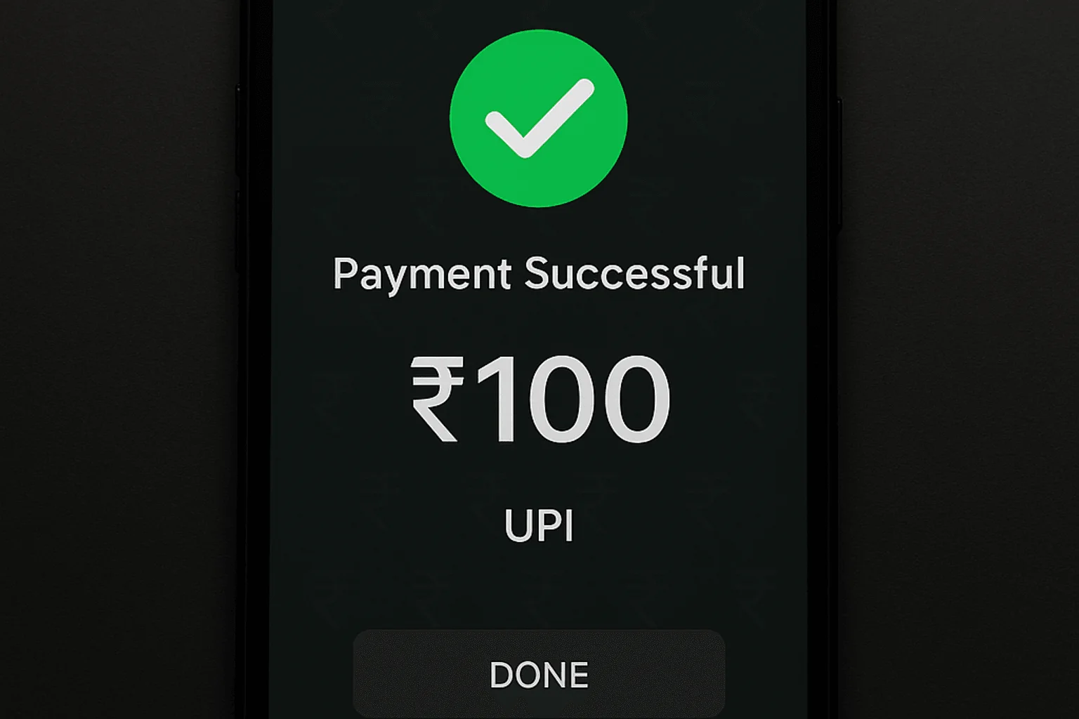 UPI payment confirmation of 100 rupees for Casino ID account activation